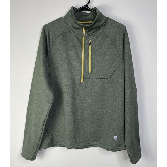 EUC L.L Bean Mountain Fleece Half Zip Jacket Mens L Green Slightly Fitted Hiking - Picture 1 of 5